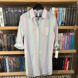 Gilligan & O’Malley Multicolor Striped Oversized Button Down Sleep Shirt Size S